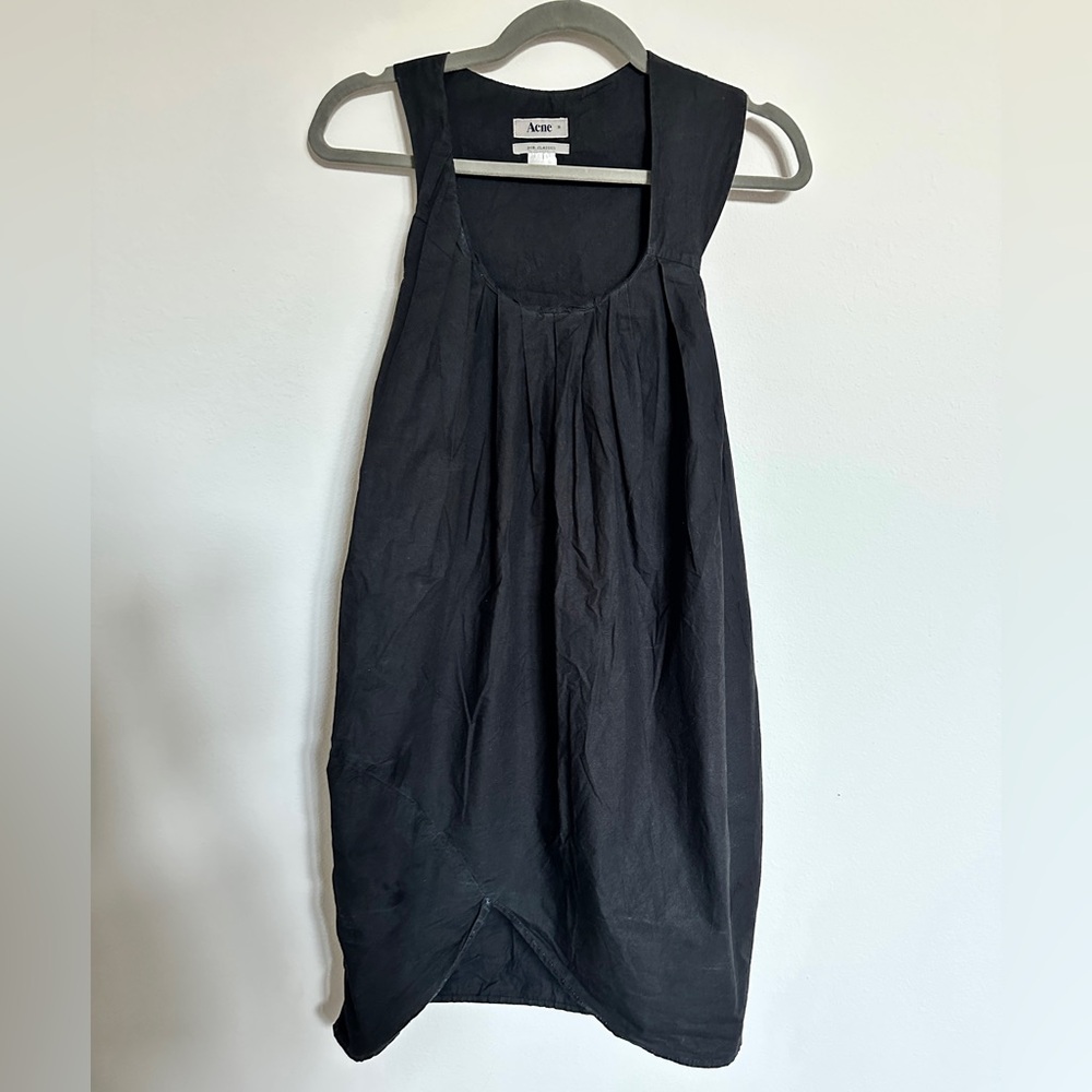 Acne Studios 🖤 Black Sleeveless Mini Dress with Scoop Neck Eur Sz 36